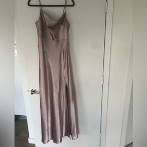 Birdy Grey Satin Taupe Size M Lisa Long Style Bridesmaid dress